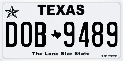 TX license plate DOB9489