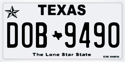 TX license plate DOB9490