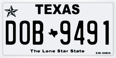TX license plate DOB9491