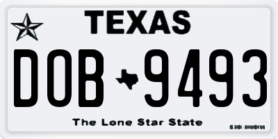 TX license plate DOB9493