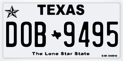 TX license plate DOB9495