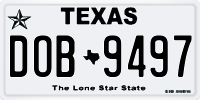 TX license plate DOB9497