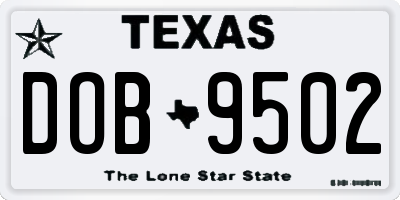 TX license plate DOB9502