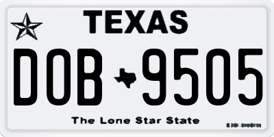 TX license plate DOB9505