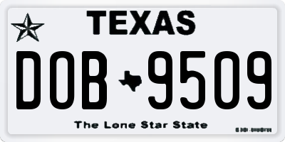TX license plate DOB9509