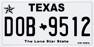 TX license plate DOB9512