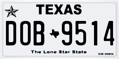 TX license plate DOB9514