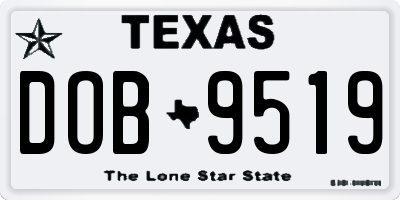 TX license plate DOB9519