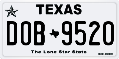 TX license plate DOB9520