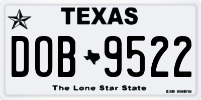 TX license plate DOB9522