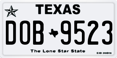 TX license plate DOB9523