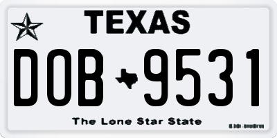 TX license plate DOB9531