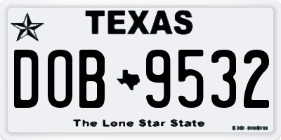 TX license plate DOB9532