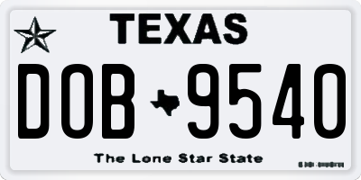 TX license plate DOB9540