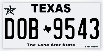TX license plate DOB9543