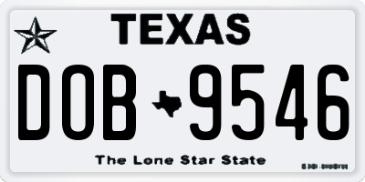 TX license plate DOB9546