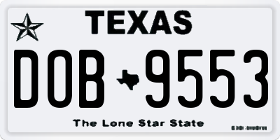 TX license plate DOB9553