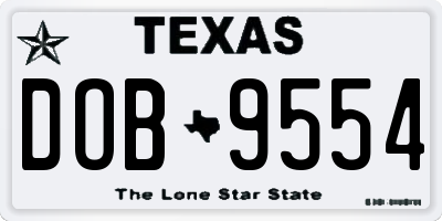 TX license plate DOB9554