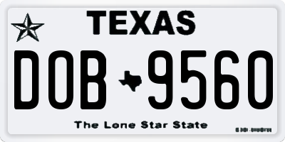 TX license plate DOB9560