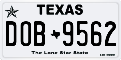 TX license plate DOB9562