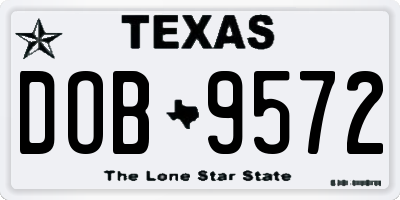 TX license plate DOB9572