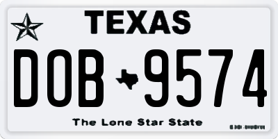 TX license plate DOB9574