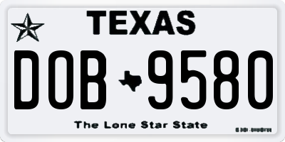 TX license plate DOB9580