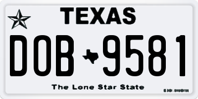 TX license plate DOB9581