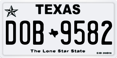 TX license plate DOB9582