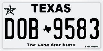 TX license plate DOB9583