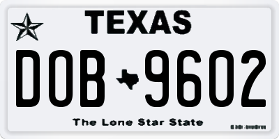 TX license plate DOB9602
