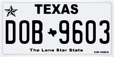 TX license plate DOB9603