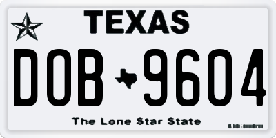 TX license plate DOB9604