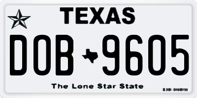 TX license plate DOB9605