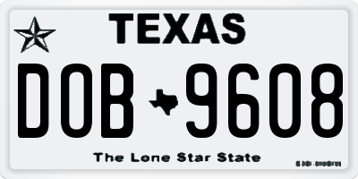 TX license plate DOB9608