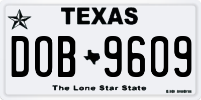 TX license plate DOB9609
