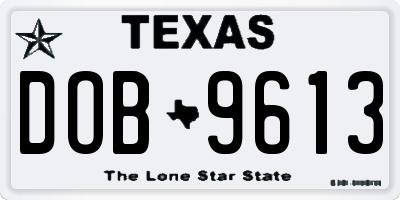 TX license plate DOB9613