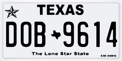 TX license plate DOB9614