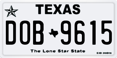 TX license plate DOB9615