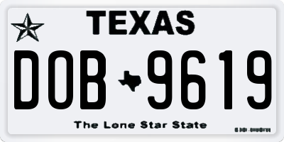 TX license plate DOB9619