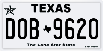TX license plate DOB9620