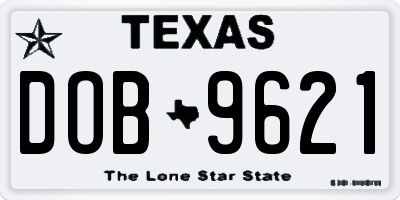 TX license plate DOB9621