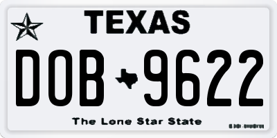 TX license plate DOB9622