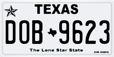 TX license plate DOB9623