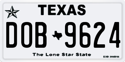 TX license plate DOB9624