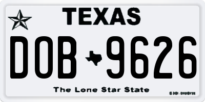 TX license plate DOB9626