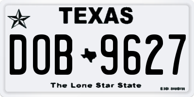 TX license plate DOB9627