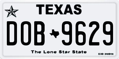 TX license plate DOB9629