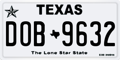 TX license plate DOB9632