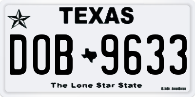 TX license plate DOB9633